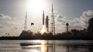 NASA&rsquo;s Space Launch System rocket carrying the Orion spacecraft with NASA astronauts Reid Wiseman, commander; Victor Glover, pilot; Christina Koch, mission specialist; and CSA (Canadian Space Agency) astronaut Jeremy Hansen, mission specialist onboard launches on the Artemis II mission, Wednesday, April 1, 2026, from Launch Complex 39B at NASA&rsquo;s Kennedy Space Center in Florida. NASA&rsquo;s Artemis II mission will take Wiseman, Glover, Koch, and Hansen on a 10-day journey around the Moon and back aboard their Orion spacecraft. The quartet launched at 6:35 p.m. EDT, from Launch Complex 39B at the Kennedy Space Center. Photo Credit: (NASA/Joel Kowsky)