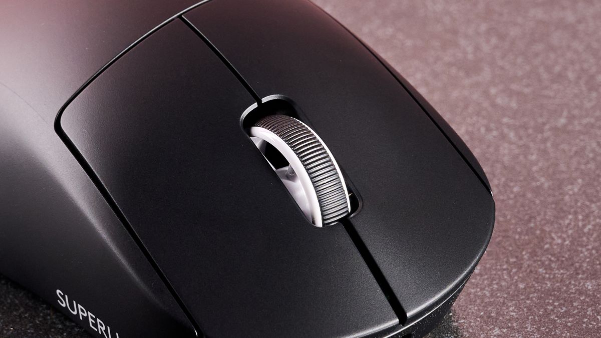 Close-up of scroll wheel on Logitech Pro X Superlight 2 Dex