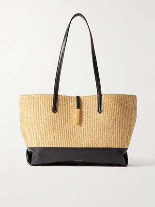 + Net Sustain Tokyo Large Leather-Trimmed Raffia Tote