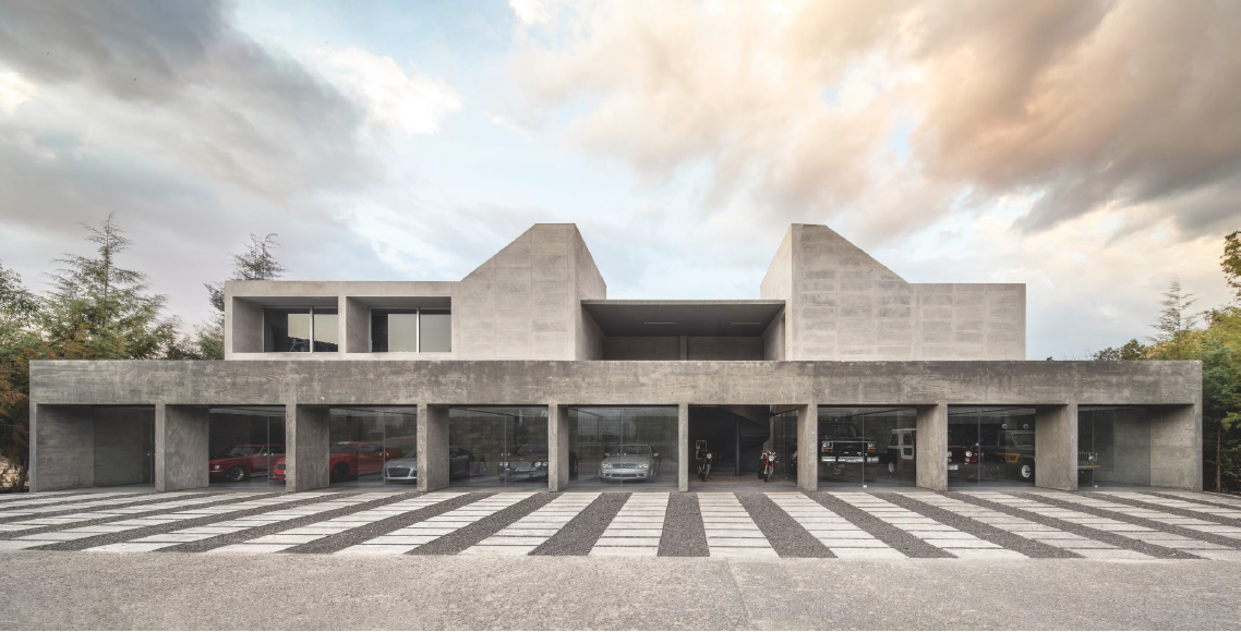 brutalist garage in mexico city