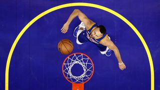 Stephen Curry #30 of the Golden State Warriors reacts after the Phoenix Suns missed a basket