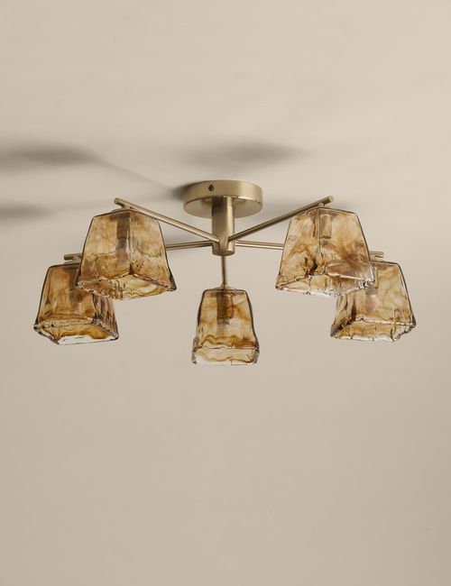 Glass 5 Light Flush Ceiling Light