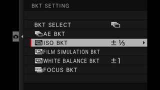 An example of exposure bracketing menu on a Fujifilm camera