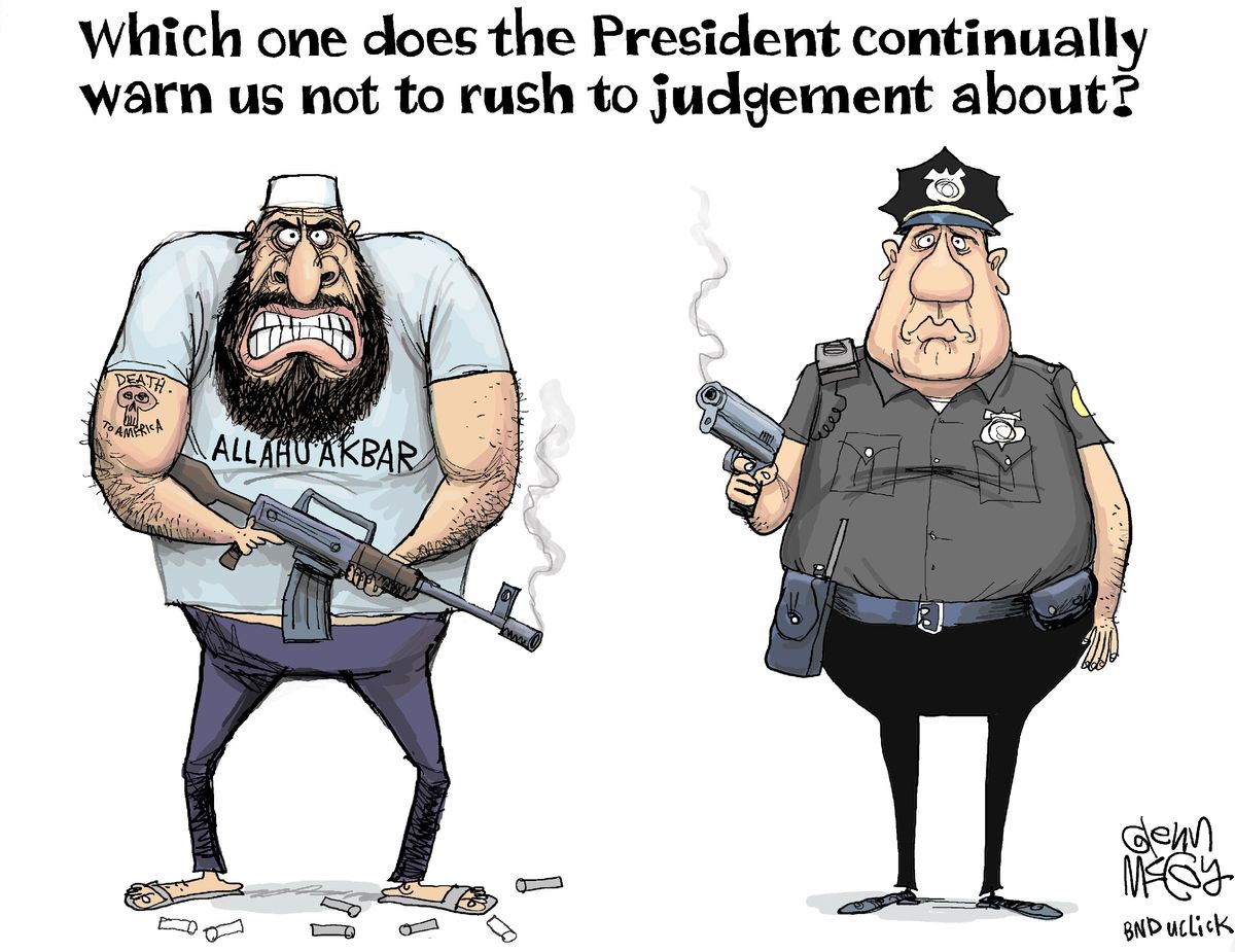 Editorial Cartoon U.s. Police Violence Islamic Terror Threat 