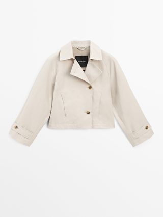 Short Cotton Blend Trench Coat