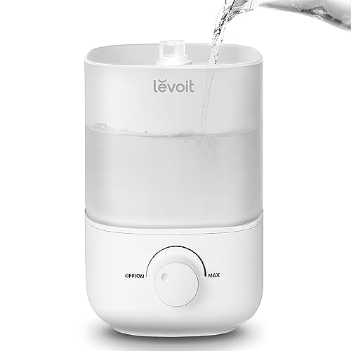 Levoit Top Fill Humidifiers for Bedroom, 2.5l Tank for Large Room, Easy to Fill &amp;amp; Clean, 28db Quiet Cool Mist Air Humidifier for Home Baby Nursery &amp;amp; Plants, Auto Shut-Off for Safety, 25h