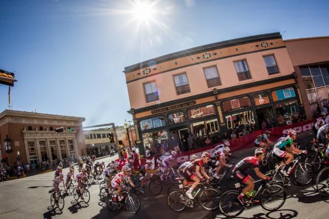 Riders make there way through the final turn on the crit course.