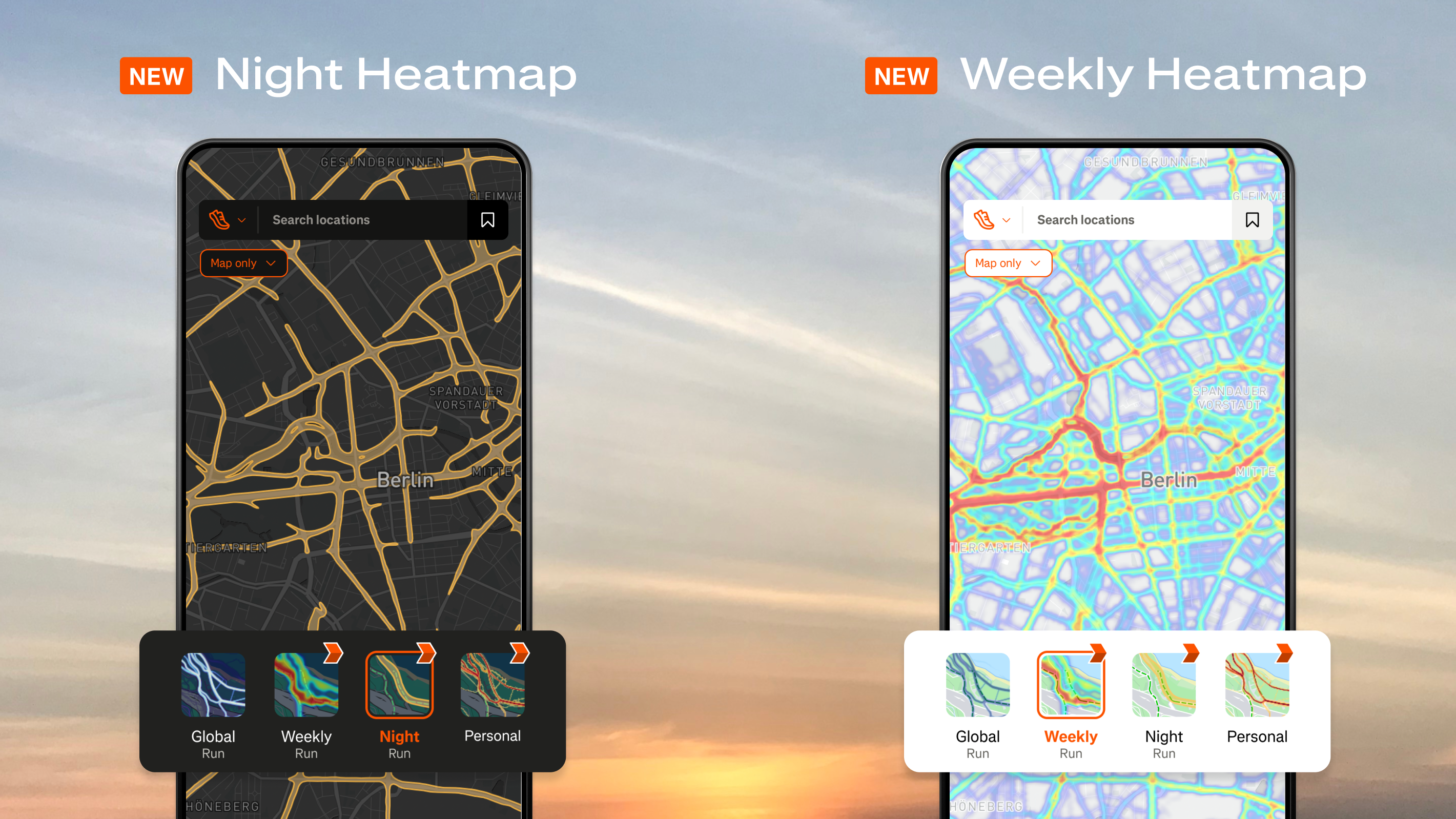 Strava new night and weekly heatmap