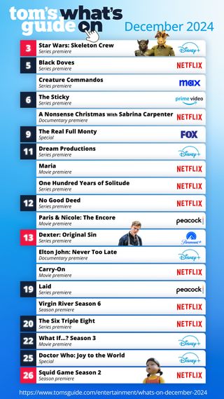 A schedule of what to stream in December 2024