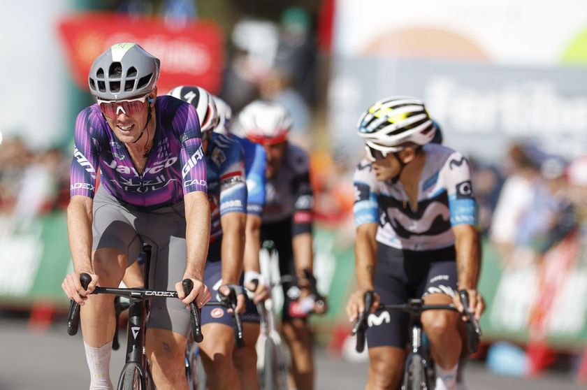 Australian rider Ben O&#039;Connor of Team Jayco AlUla crosses the finish line during the sixth stage of La Vuelta A Espana cycling tour over 170.3km from Olot (Spain) to Pal, Andorra, 28 August 2025.