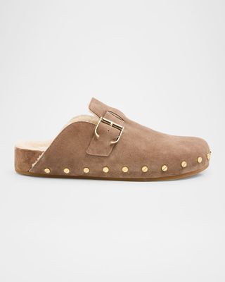 Fern Suede Buckle Cozy Loafer Clogs