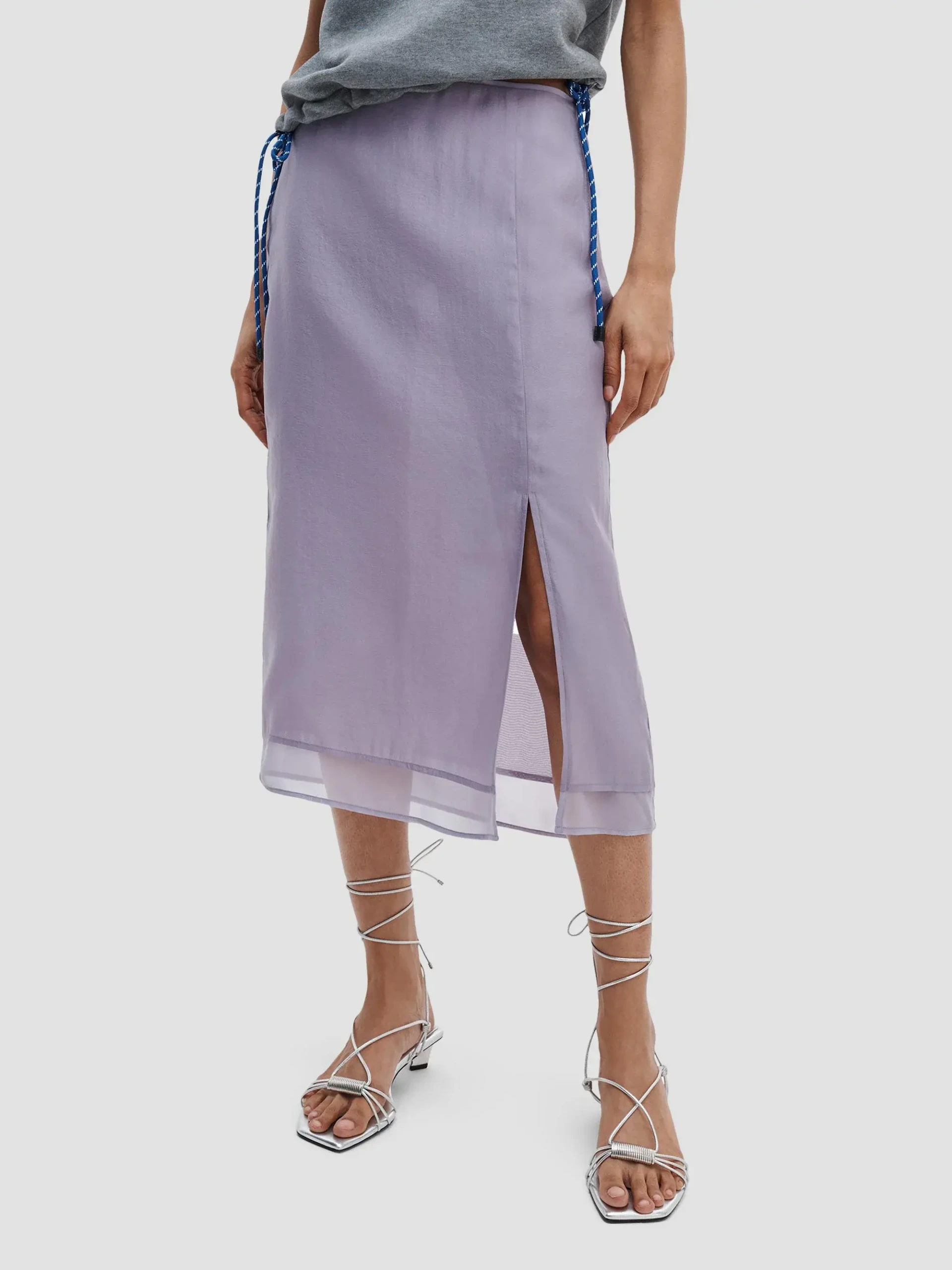 Suki Organza Slit Midi-Skirt