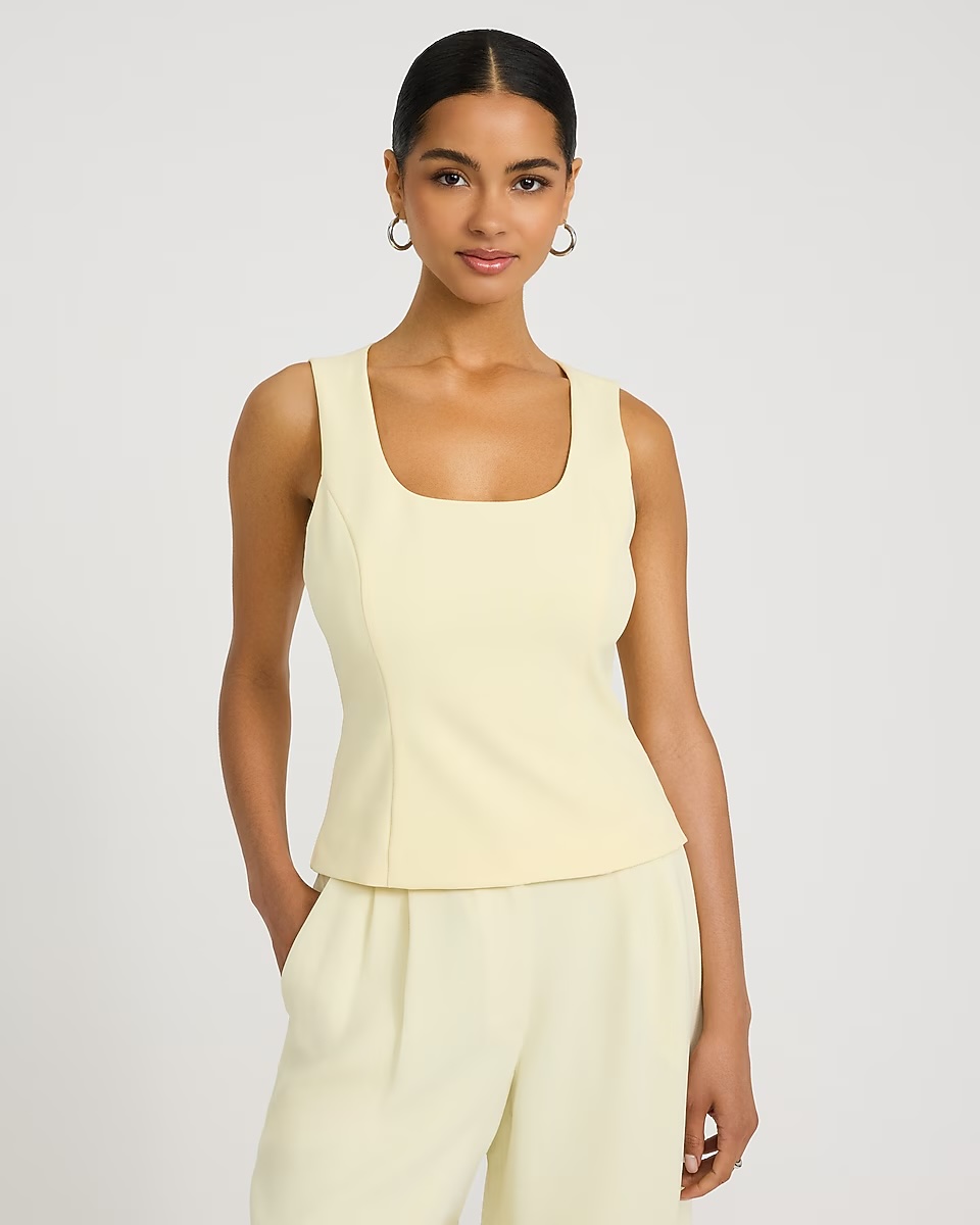 express, Studio Stretch Twill Scoop Neck Tie Back Tailored Tank