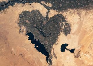 The heart-shaped oasis sits in an ancient lakebed that has supported human life for thousands of years.