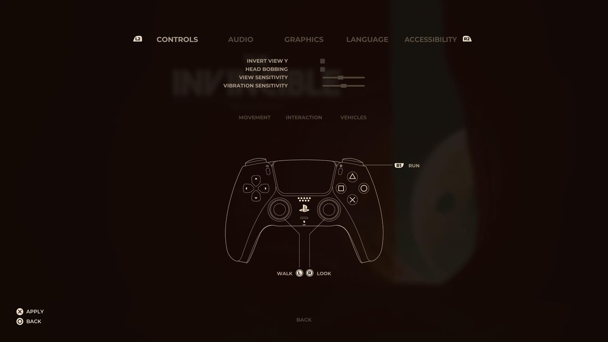 Menu shots from the game The Invincible