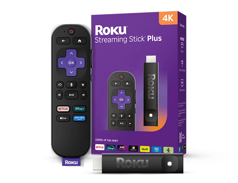 Roku Streaming Stick Plus on white background