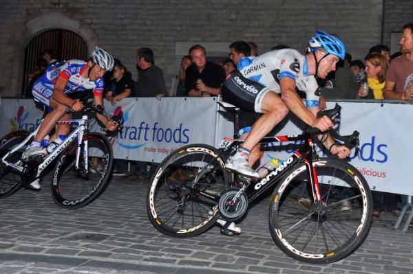 Tyler Farrar (Garmin-Cervelo) leads into a corner