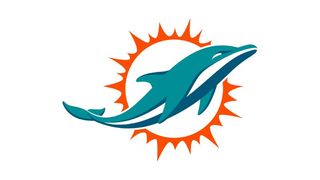 Miami Dolphins logo from 2018, depicting a leaping dolphin in front of a sun shape.