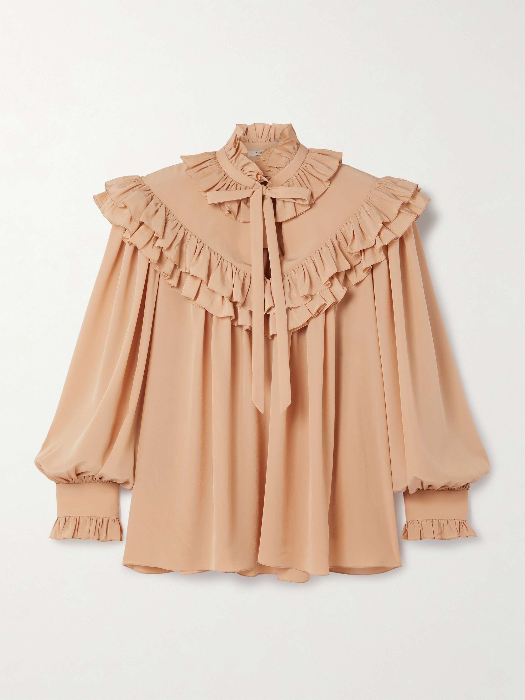 Ruffled Organic Silk Blouse