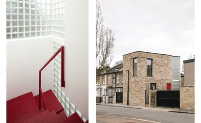 Remi Connoly-Taylor's new home features a bright red staircase