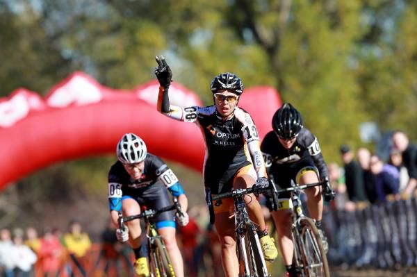 Carmen Small (Optum) leads the chase in for second place.