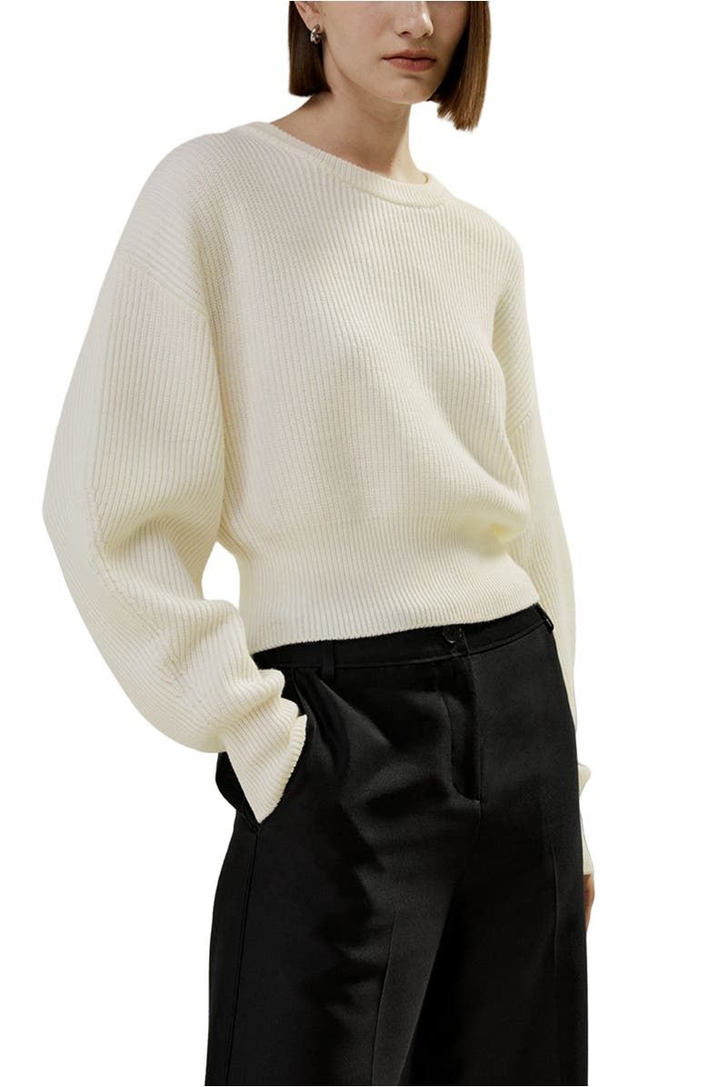 Round Neck Drop-Shoulder Merino Wool Sweater