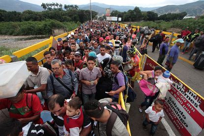 Venezuelan citizens migrating.