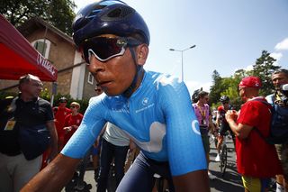 Nairo Quintana (Movistar) loses time after two broken wheels in stage 1