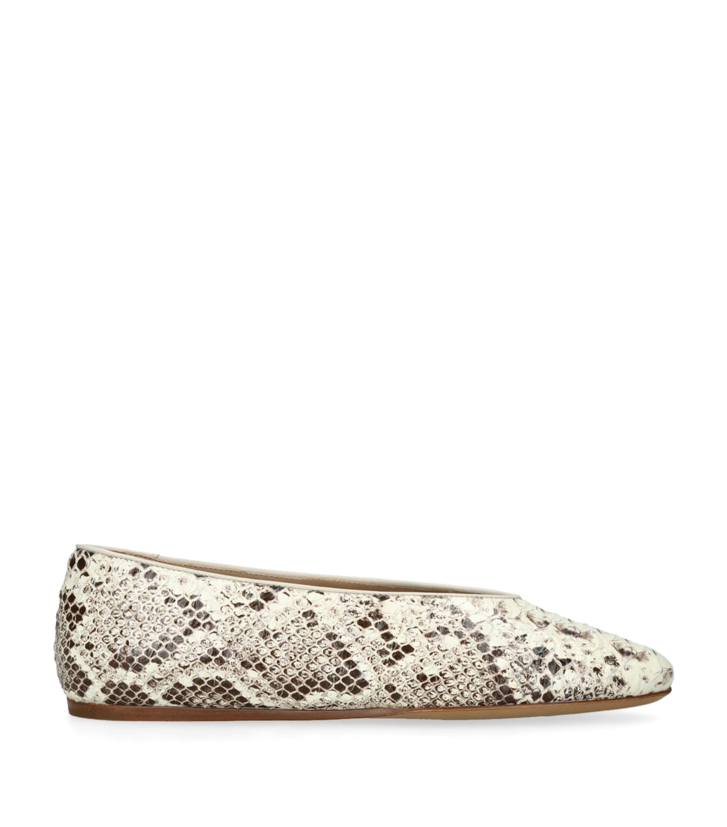 Le Monde Beryl Snakeskin-Effect Regency Ballet Flats