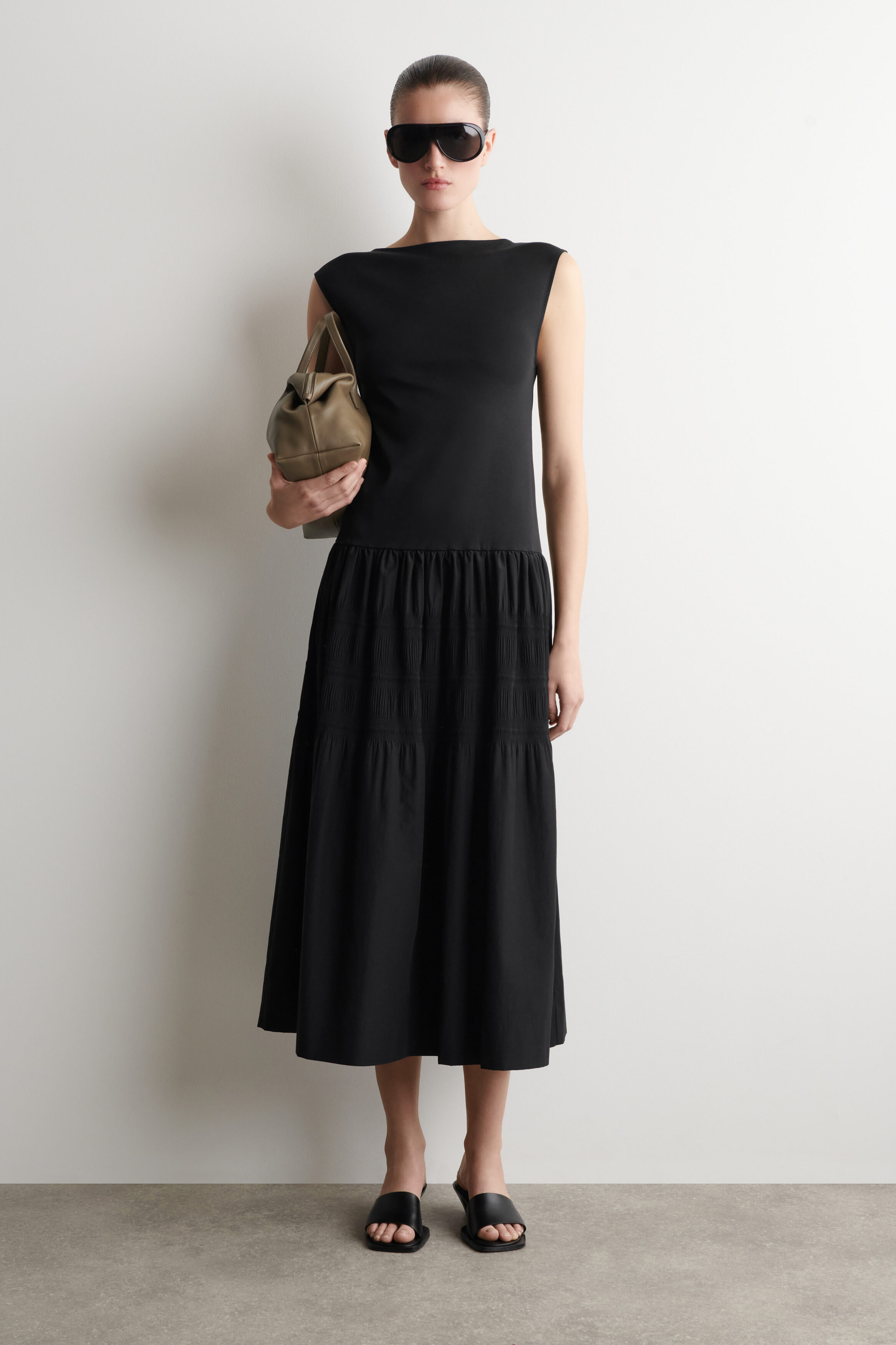 Tiered Gathered Midi Dress