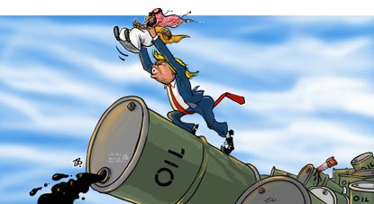 Political cartoon U.S. Trump Mohammed bin Salman Lion King Saudi prince oil