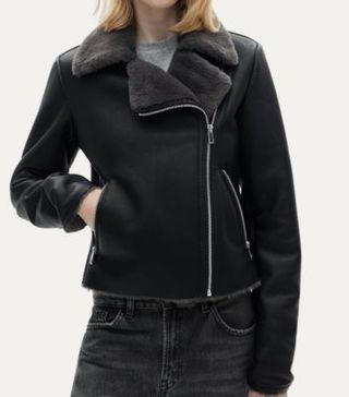 Image of black leather lined jacket