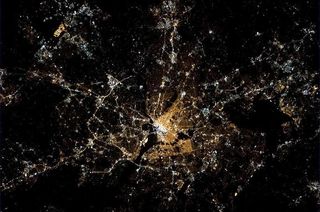 Taken by Canadian astronaut Chris Hadfield from the International Space Station, this photo shows the path of the inaugural parade on Jan. 21