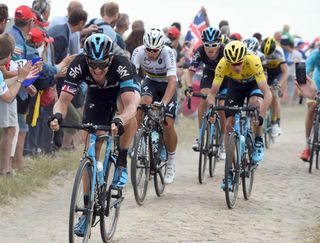 Ian Stannard protects Chris Froome on stage four of the 2015 Tour de France