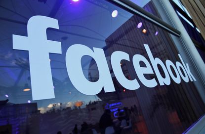 BERLIN, GERMANY - FEBRUARY 24:The Facebook logo is displayed at the Facebook Innovation Hub on February 24, 2016 in Berlin, Germany. The Facebook Innovation Hub is a temporary exhibition spac