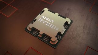 En AMD Zen 4 -processor på en metaloverflade