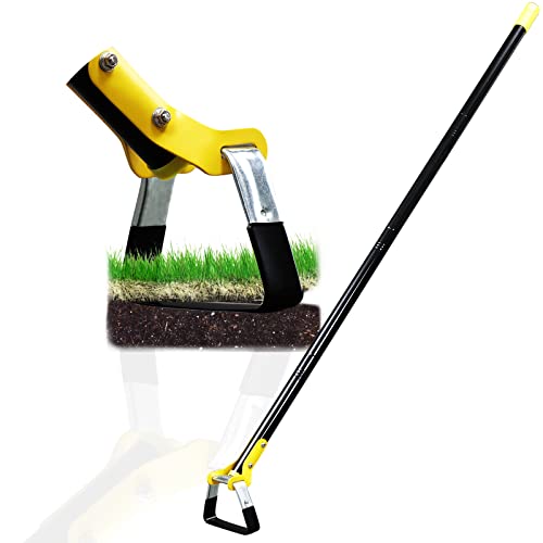 Donsail Gardening Tools Stirrup Hoe, Heavy Duty Steel Scuffle Action Hoe, Adjustable Garden Hoes for Weeding Long Handle 30-40 Inch