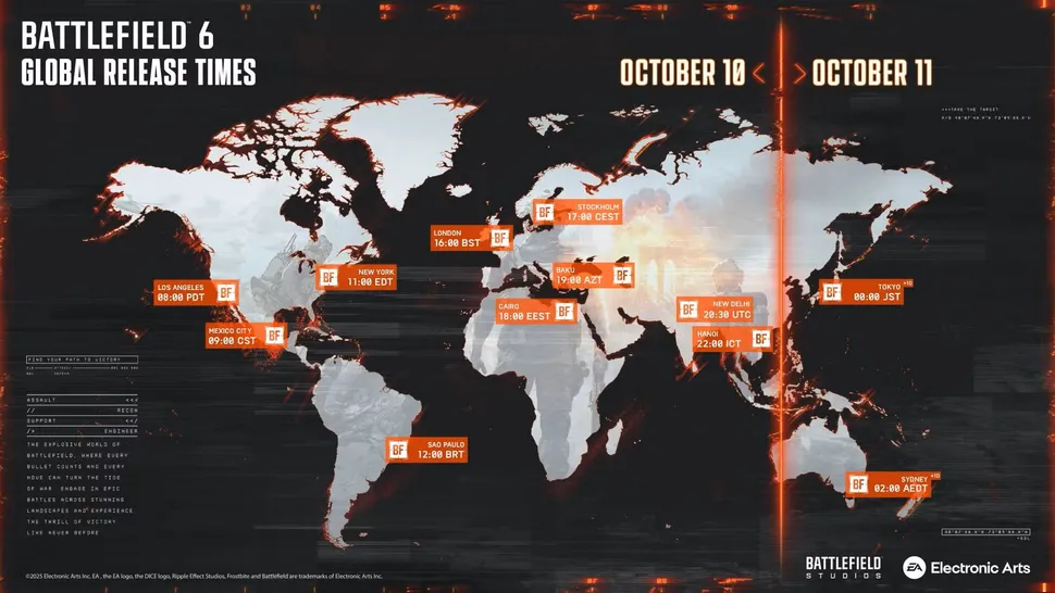 Battlefield 6 Global Release Time Schedule