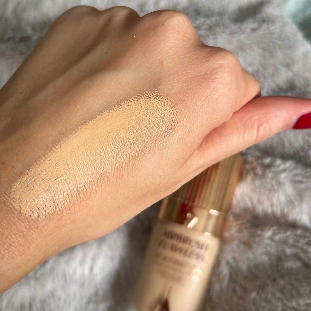 Swatch of Charlotte Tilbury Airbrush Flawless Foundation on hand