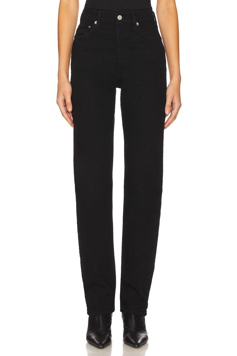 90s Pinch Waist Long High Rise Straight Jeans