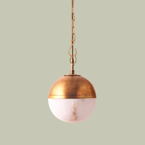 Ceres Pendant in Alabaster and Antique Brass Finish