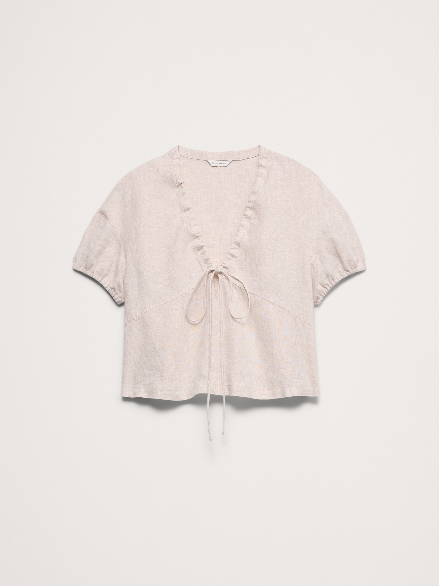 Linen Tie-Front V-Neck Top