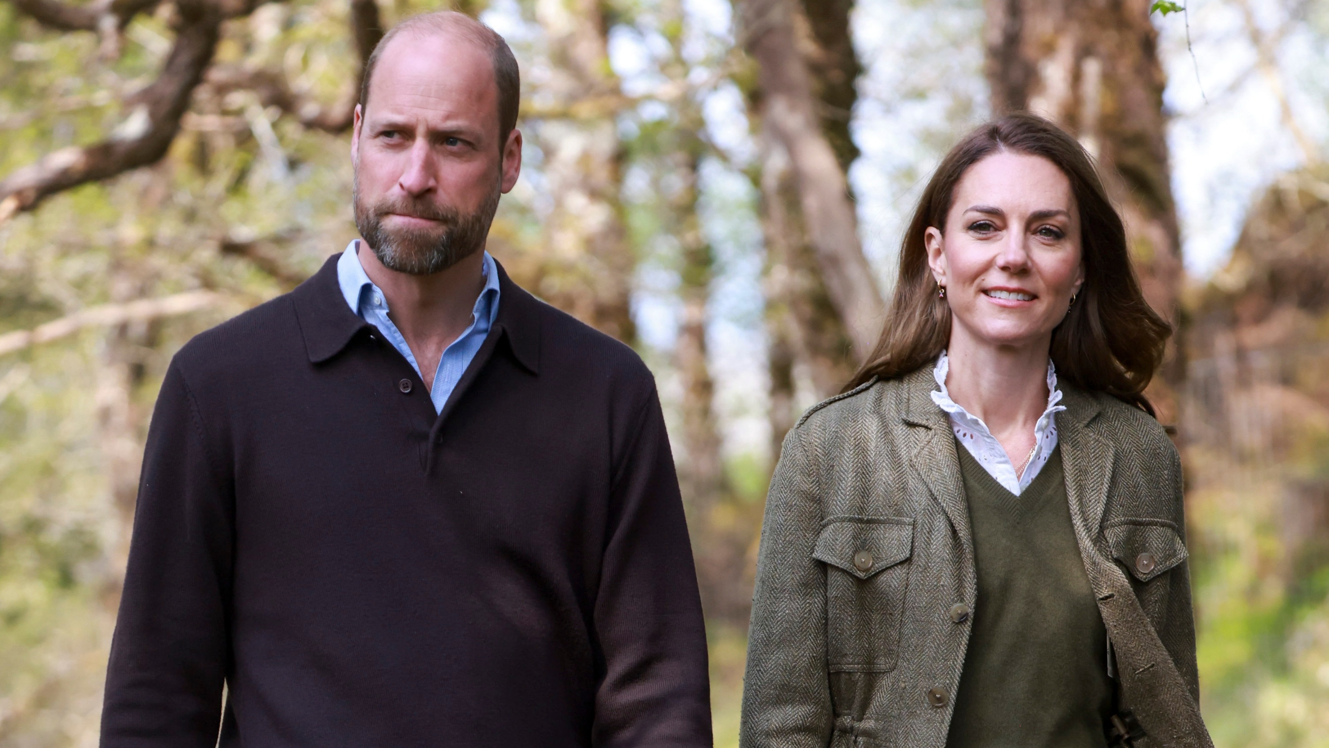 Prince William and Catherine, Princess of Wales during a visit to Ardura Community Forest on April 30, 2025