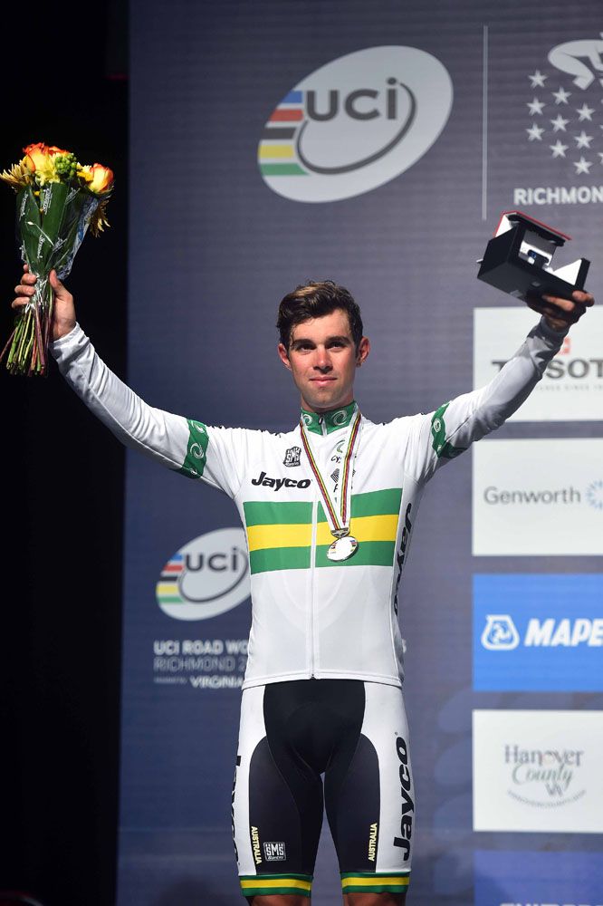 Michael Matthews (Australia) celebrating his silver medal