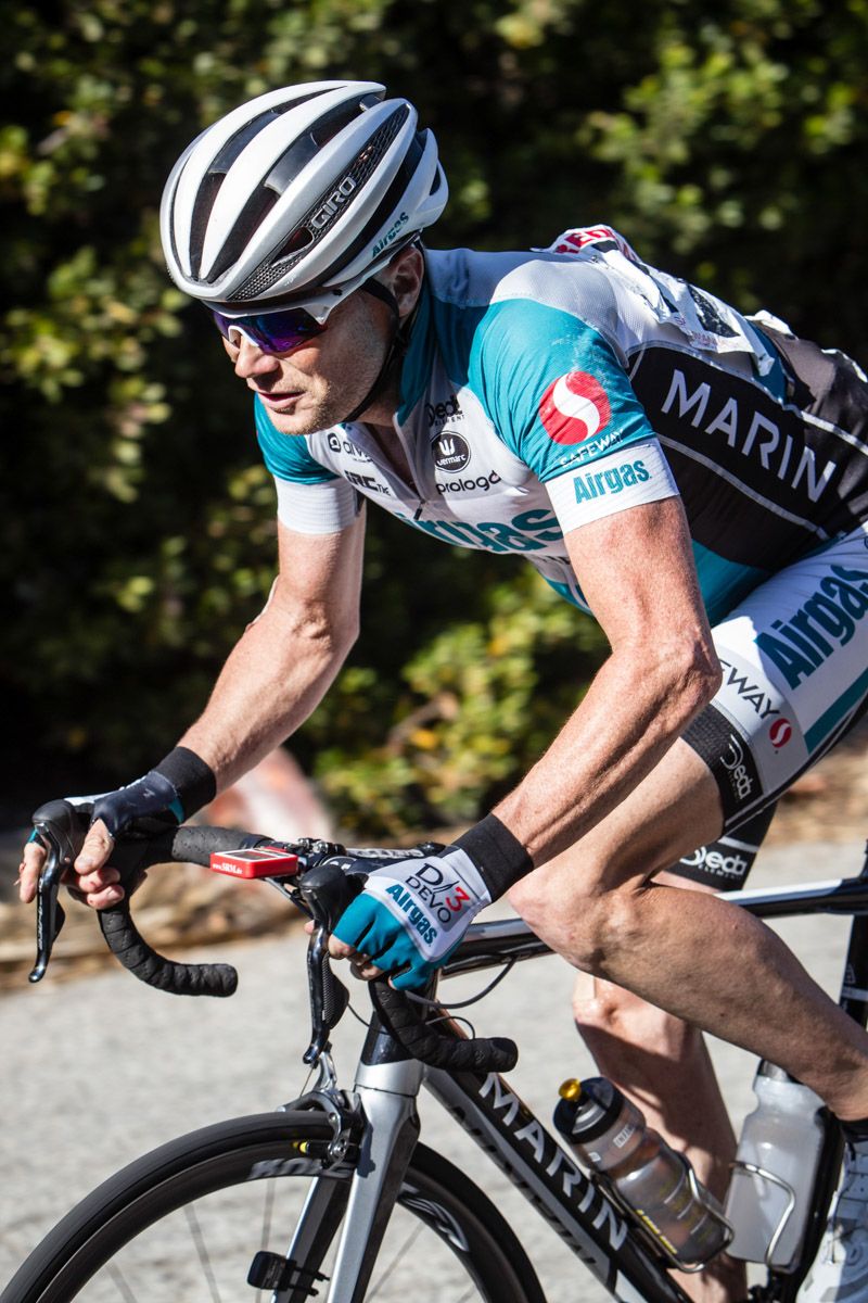 Chris Horner (Airgas) rides near the front.