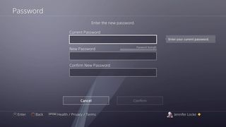 Changing password on PS4