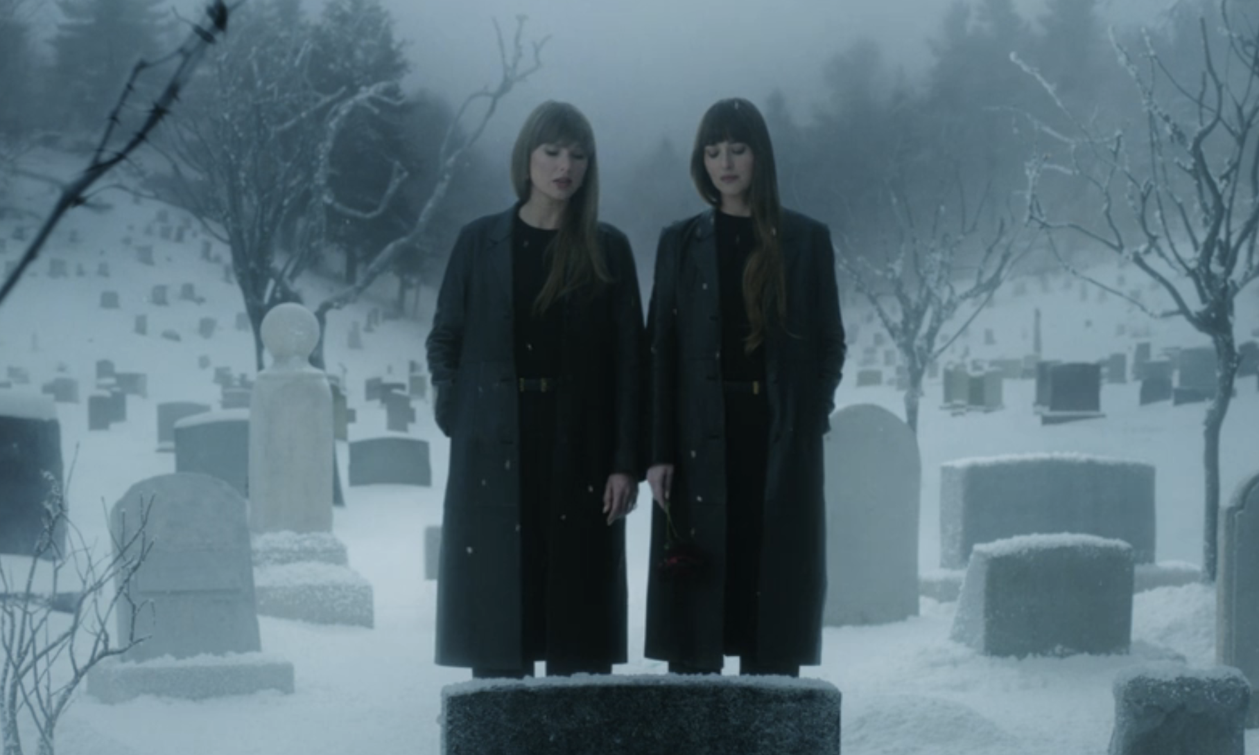 Taylor Swift and Dakota Johnson outfits in the "Patient Zero" music video