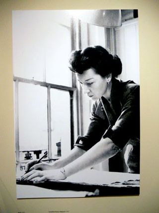 Lucienne Day at work in her studio
