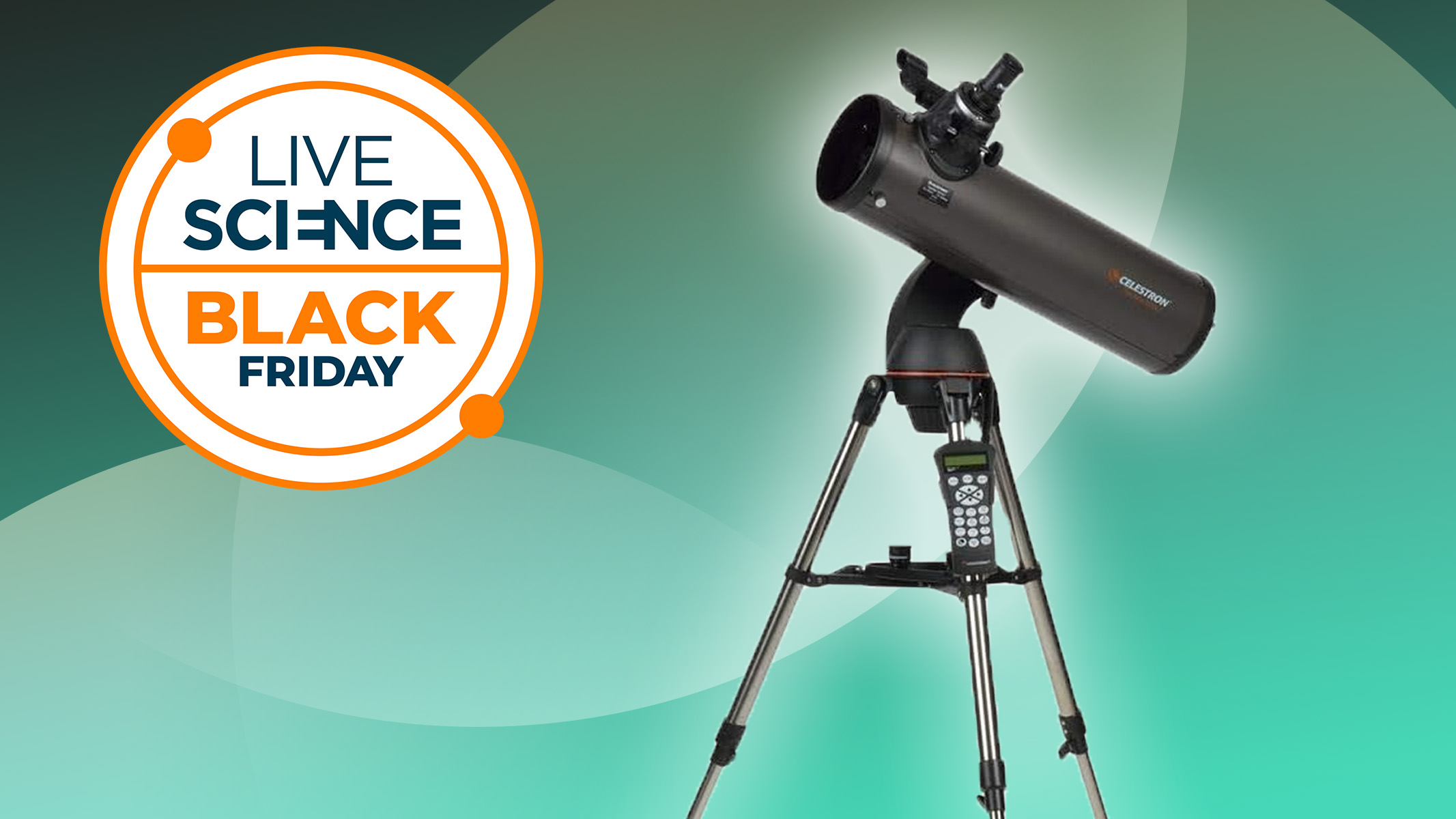 celestron nexstar 130slt on a green background with a black friday logo