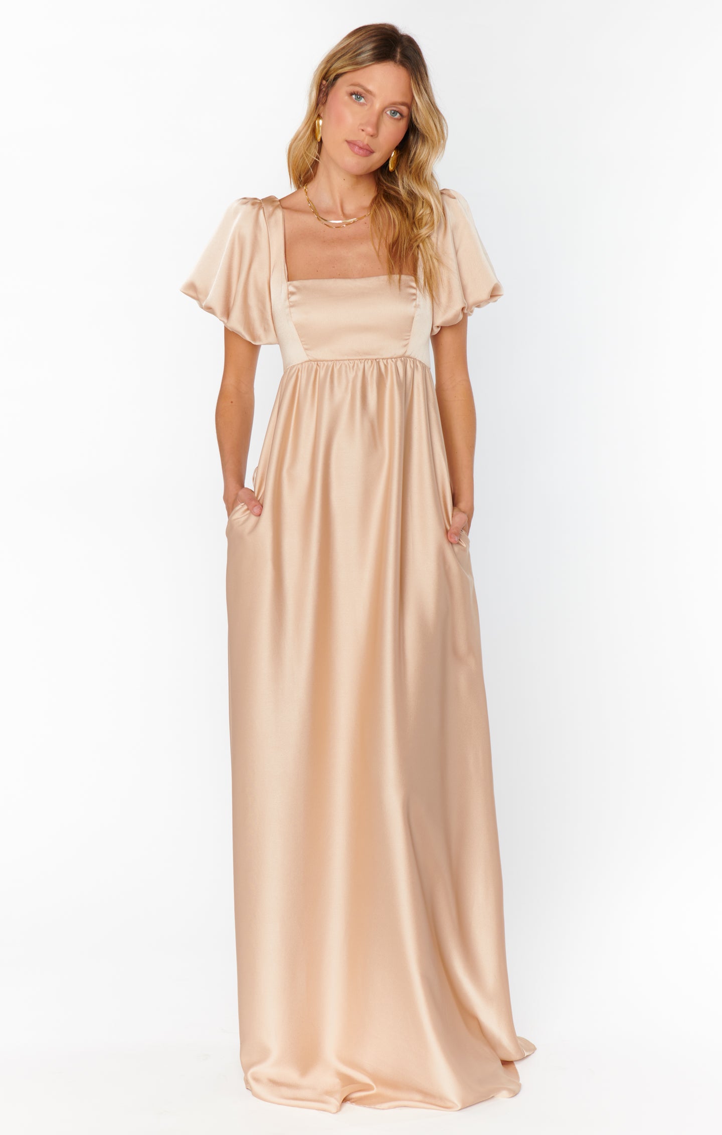 Nora Maxi Dress ~ Champagne Luxe Satin Xxs